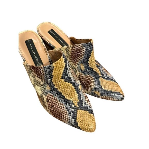 Steven by Steve Madden Nox Snake Python Chunky Block Heeled Mules Sz 8 Womens Fa - Picture 5 of 13